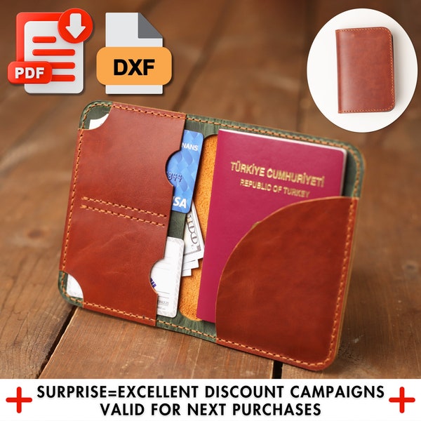 DIY Leather Passport Wallet Template, Unique Handmade Travel Accessory, Ideal Crafty Gift for Jet-setters, Leather Pattern