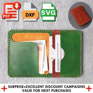 Patrón de billetera de cuero plegable DIY, plantilla, corte láser Svg, Dxf, PDF, fácil de seguir, perfecto para billeteras hechas a mano, apto para principiantes