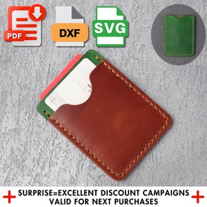 Vertikaler Kartenhalter Muster Pdf, Muster für Brieftasche, Vorlage Kartenhalter, Lasercut-Svg, Brieftasche Vorlage Dxf, Ledermuster DIY