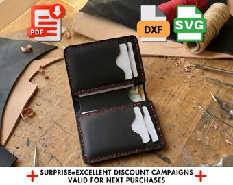 Leather Wallet Pattern: Vertical Bifold Design - PDF & SVG Template