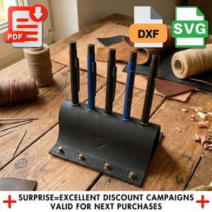 DIY Pen Holder Pattern, Easy Leather Template with PDF & SVG Files