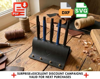 DIY Pen Holder Pattern, Easy Leather Template with PDF & SVG Files