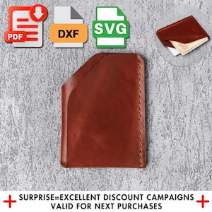 Card Holder Pattern Svg, Minimalist Leather Design Pdf,  Sewing Pattern, Easy Wallet, Laser Cutting Dxf, Perfect DIY Gift for Craft Lovers