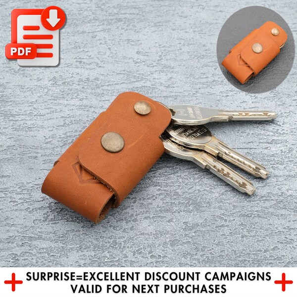 Diy Leather Keychain Pattern, Key Holder Pattern, Leather Key Pouch, Leather Craft Pattern, Leather Pattern, Diy Key Holder, A4 Size Pdf