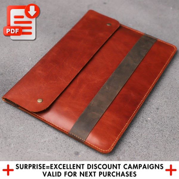 13-14 inch Laptop Case Pattern, A4 Leather Laptop Bag Pattern, Macbook Air Sleeve Pdf, Macbook Air Cover Template