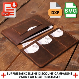 DIY Long Wallet Pattern, PDF Template, Laser Cutting Svg, Easy to Follow, Handmade Wallets Dxf, Crafting Pattern, Beginner Friendly