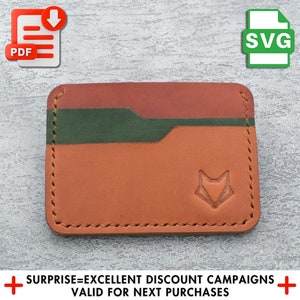 Leder Kartenhalter Muster, Leder Vorlage, DIY Leder Geldbörse Pdf, Kreditkarteninhaber, Lederhandwerk Muster, Laser-Schnitt-Svg