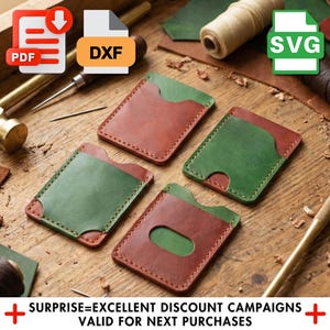 Paquete de patrones para tarjetero de cuero: Kit de bricolaje para principiantes (PDF, AI)