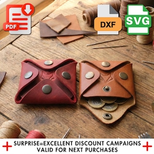 Leder Geldbörse Schnittmuster, DIY Bastelbogen Vorlage (PDF Download)