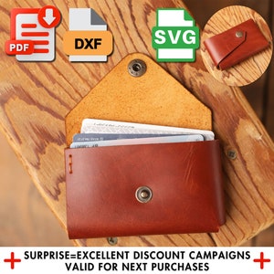 Leder Kartenhalter Muster Pdf, schickes minimalistisches Leder Design Dxf, Laserschnitt svg, Brieftasche Vorlage, perfekt für DIY-Projekte Dxf