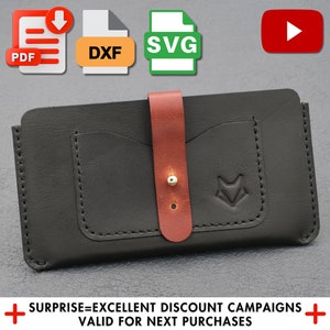 Plantillas PDF de patrones de fundas de cuero para teléfono, fundas para teléfono, bolsos y bandoleras, fundas para teléfono DIY, plantillas PDF de artesanía en cuero