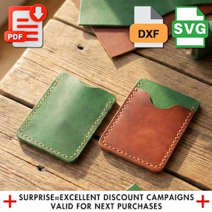 Patrón de tarjetero de cuero: Plantilla de cartera cortada con láser (PDF, SVG, DXF)