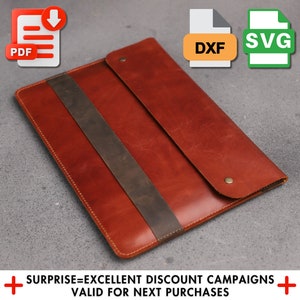 13-14 inch Leather MacBook Pro & Air Sleeve Pattern, DIY Leather Laptop Case, Pdf Template, Svg, Dxf Files, Easy Sewing, Beginner Friendly