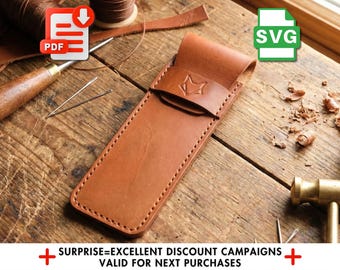 Leather Pattern Pdf for DIY Pen Holder, Hand-Stitched Pencil Case Template