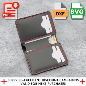 Patrón de billetera plegable vertical de cuero, plantilla de manualidades DIY en PDF, SVG y DXF para billeteras elegantes y funcionales, regalo para el Día de la Madre.
