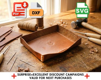 Leather Tray Pattern: Minimalist DIY Craft Template (PDF & Cutting Files)