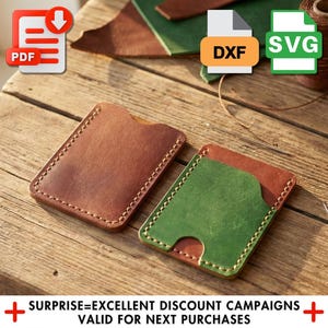 Patrón de tarjetero de cuero, plantilla de cartera vertical para proyectos de bricolaje.