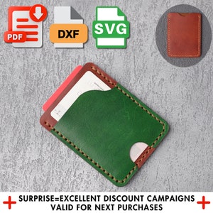 Porta-cartões de couro faça você mesmo, porta-cartões de crédito vertical, porta-cartões de modelo, carteira de couro em PDF, modelo de carteira em DXF, corte a laser em Svg