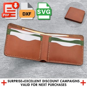 Patrón de billetera plegable clásica de cuero: plantilla fácil de seguir (PDF, SVG y DXF) para crear billeteras atemporales y regalar en el Día de la Madre.