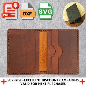 Carteira de couro com padrão, ideal para bolso frontal, modelo de couro, carteira dobrável em PDF, carteira de couro fina Svg, Dxf, arquivo de corte a laser