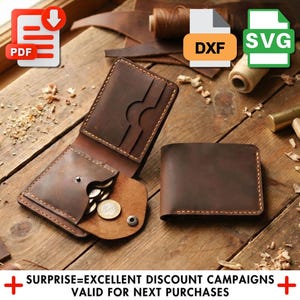 Leather Craft Wallet Pattern, DIY Coin Style (PDF & Laser Cut SVG)