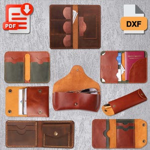 Leather Wallet Pattern Bundle, 8 PDF Templates for DIY Projects