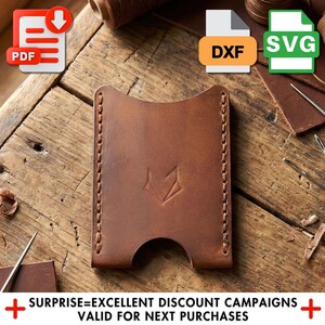 Minimalist Leather Card Holder Pattern: DIY PDF Template for Beginners image 1