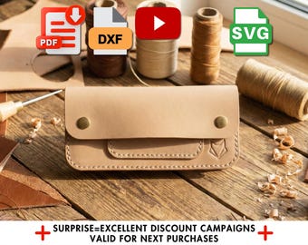 Leather Pattern Pdf for DIY Trucker Wallet, Digital Template