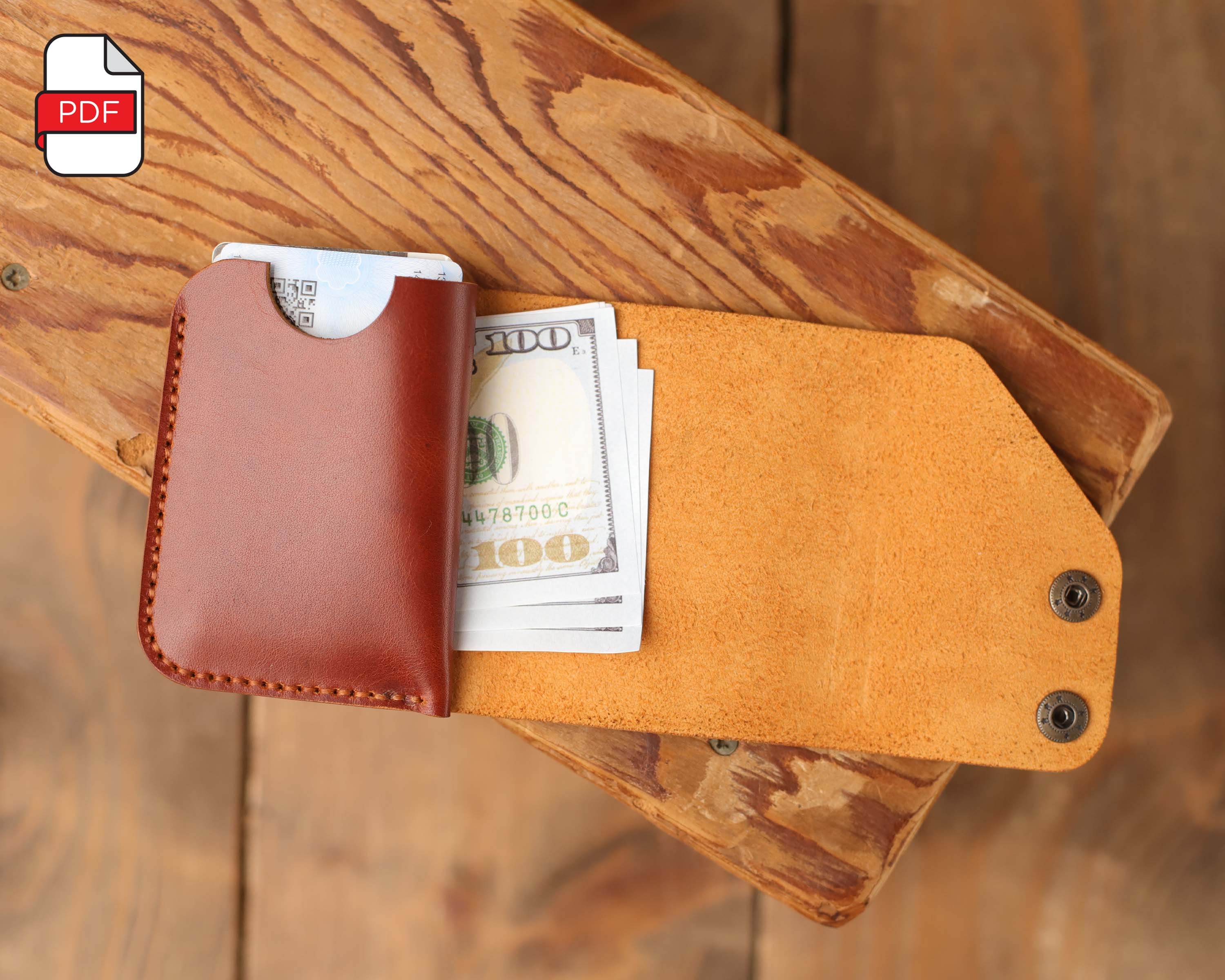 Minimalist Snap Wallet Pattern Minimalist Leather Pattern Etsy