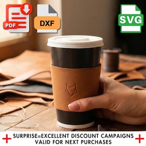 Coffee Sleeve Pattern: Leather DIY Template - Beginner Friendly Files
