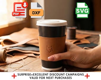 Coffee Sleeve Pattern: Leather DIY Template - Beginner Friendly Files