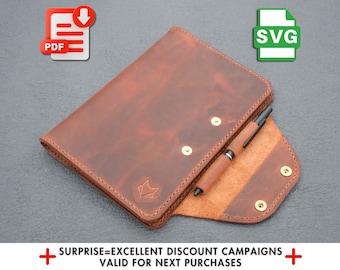 A4 Notebook Leather Cover Pattern, Leather Template, Diy Leather Notebook, Notebook Cover Pdf, Leather Pattern