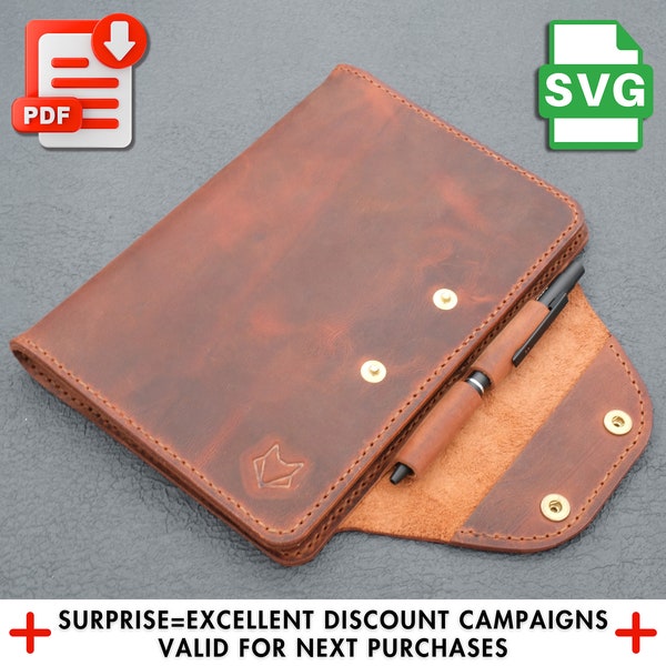 A4 Notebook Leather Cover Pattern, Leather Template, Diy Leather Notebook, Notebook Cover Pdf, Leather Pattern