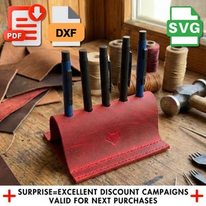 Leather Pen Holder Pattern: Easy DIY Craft Template - PDF and SVG Included