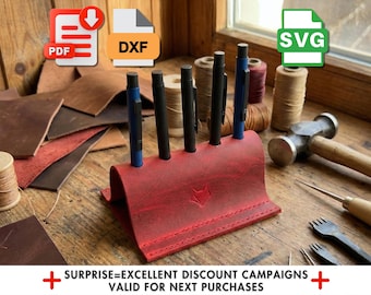 Patroon leren pennenhouder: eenvoudig zelf te maken sjabloon - pdf en SVG inbegrepen
