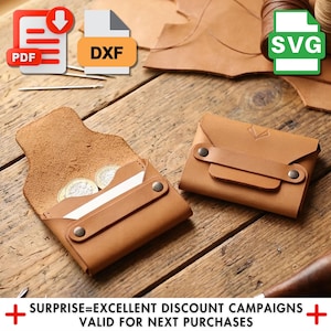 Leather Wallet DIY Pattern, Minimalist Card Holder Template for Easy Crafting