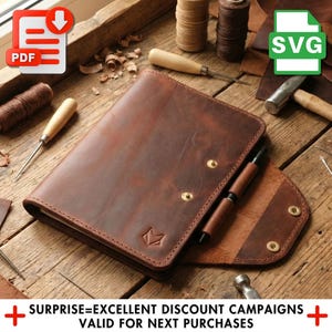 A5 Leather Notebook Cover Pattern: DIY Template (PDF, SVG, Ai Files)