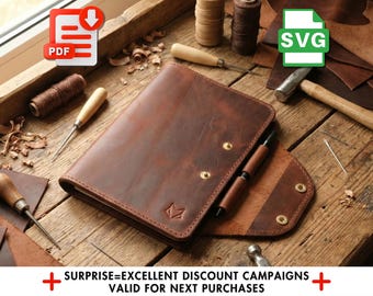 A5 Leather Notebook Cover Pattern: DIY Template (PDF, SVG, Ai-Dateien)