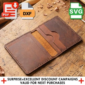 Patrón de cartera de cuero: Plantilla plegable delgada (PDF, SVG, DXF)