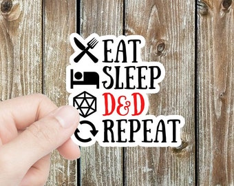 Eat Sleep DnD Repeat Funny TTRPG sticker