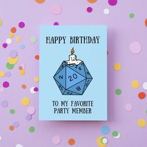 DnD Birthday Card Favorite Party Member d20 Birthday Greeting Card
