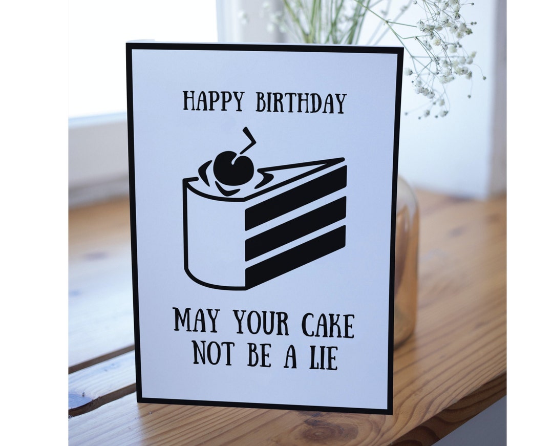 Portal Inspired Cake is A Lie Birthday Greeting Card Etsy