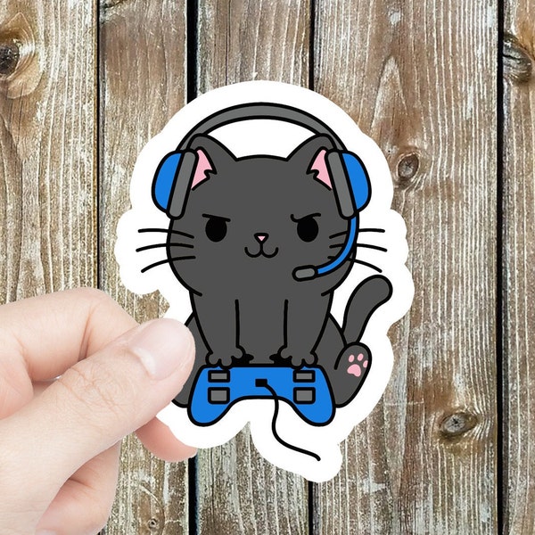 Cute Gamer Cat Sticker - Three colors Available