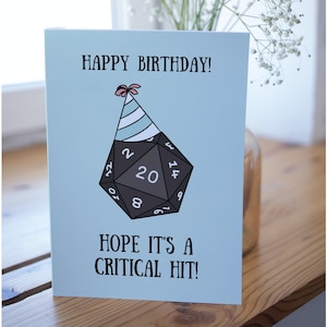 Critical Hit d20 Dungeons and Dragons Birthday Greeting Card