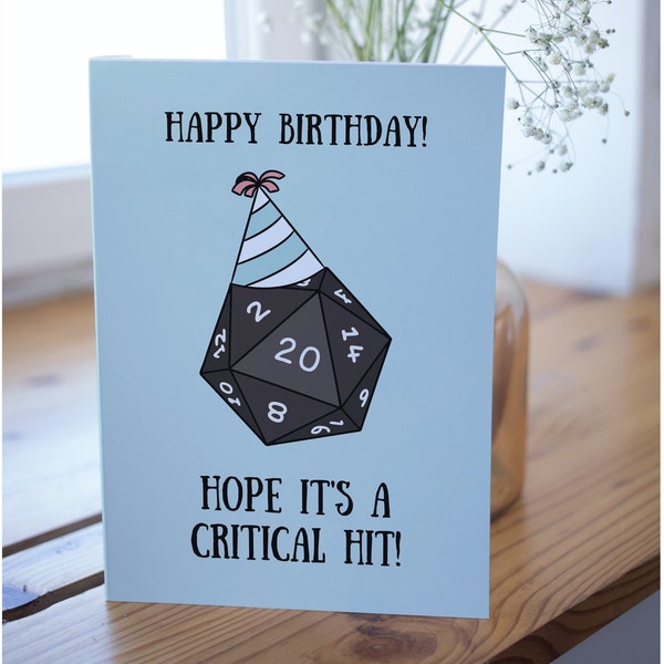 Critical Hit d20 Dungeons and Dragons Birthday Greeting Card