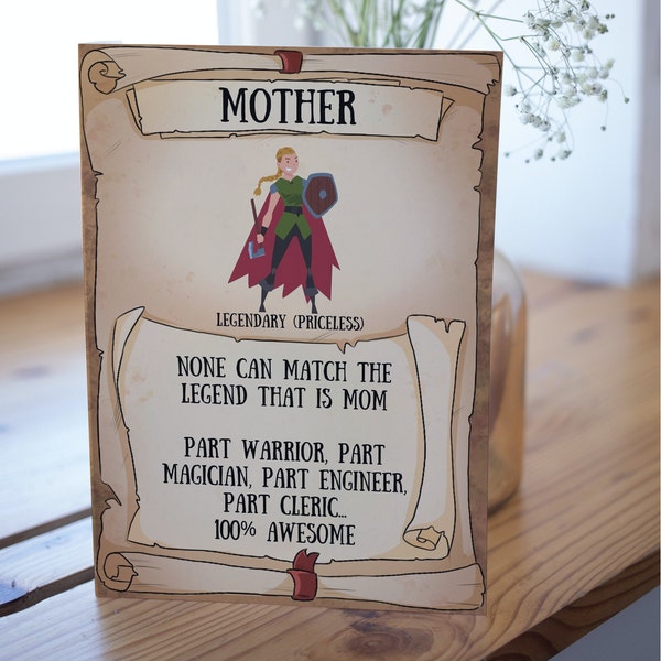 Legendary Mother Card RPG Inspired Card for Mothers Day Birthday Love