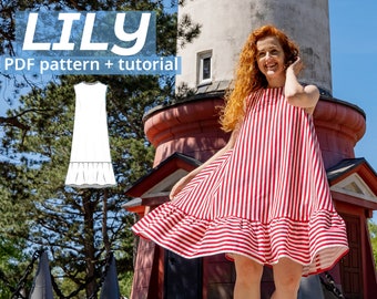 Flowy Summer Dress PDF Sewing Pattern - Sizes XS to XXL