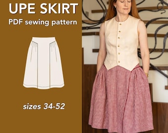 Skirt PDF Sewing Pattern, 10 Sizes (34-52) with Sewing Instructions and Video