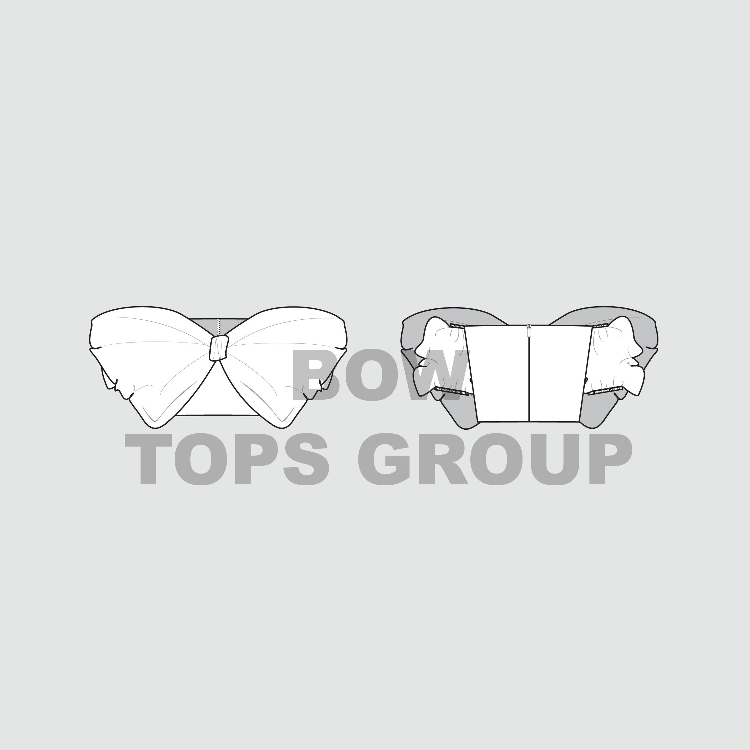 Bow Tops Fashion Technical Flat Sketches CADS Mockup Template Digital ...