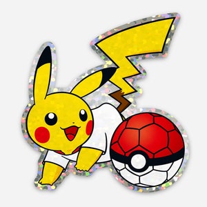 Pikachu Soccer - glitter sticker